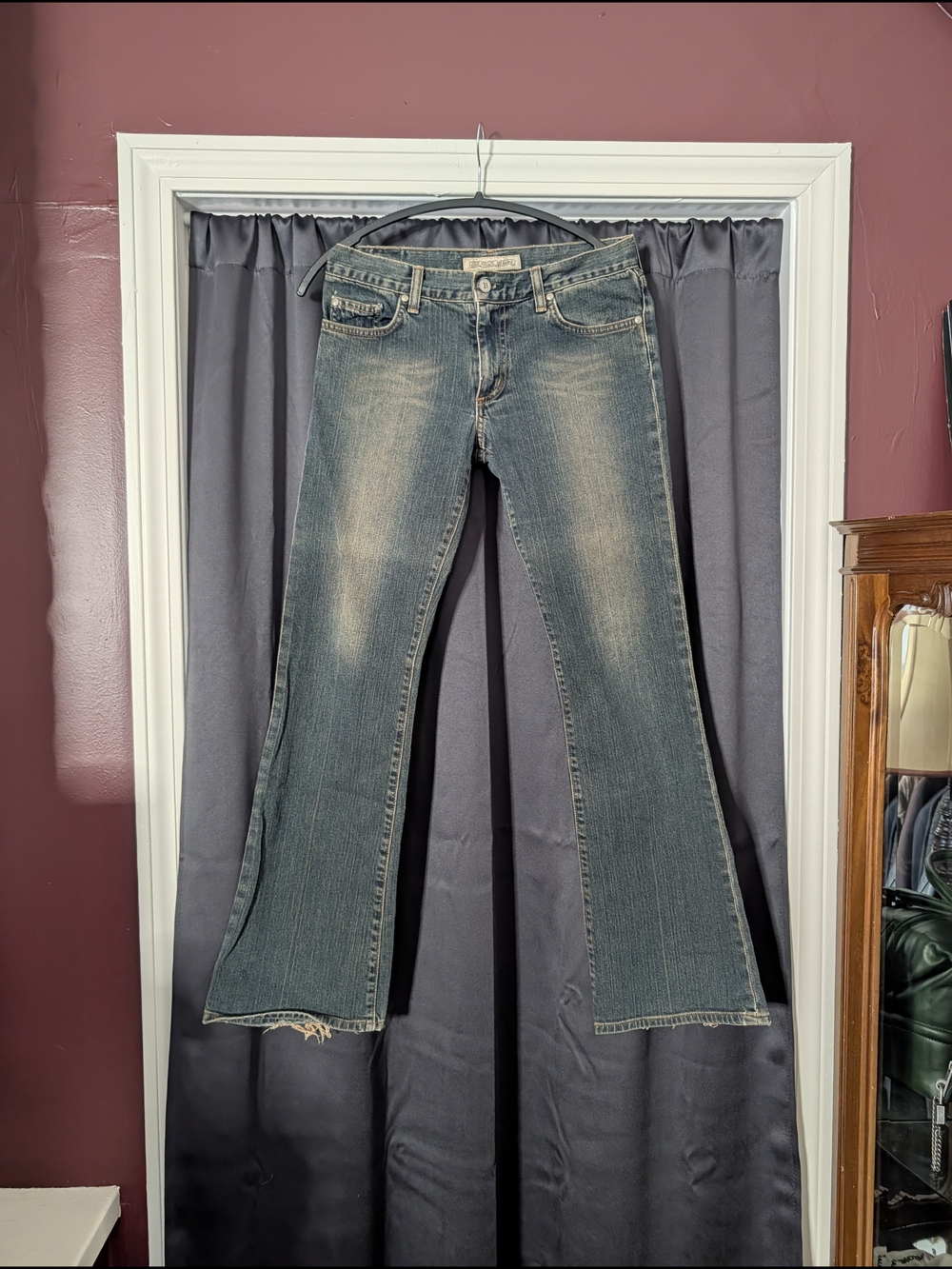 BILL WALL LEATHER BWL Flared Boot Cut Jeans in Dark Blue Denim MiUSA 28